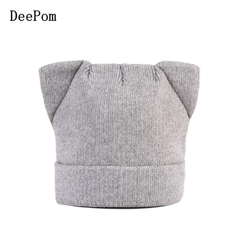 

DeePom Autumn Winter Hats For Women Cat Ears Skullies Beanies Hats with Ear Flaps Caps Ladies Beanies Bonnet Cute Hat Female New, Beige