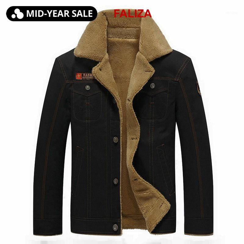 

Men's Jackets FALIZA 5XL Thicken Fleece Winter Men's Coats Cotton Fur Collar Bomber Men Army Outerwear Tactical SMJKE1, Khaki