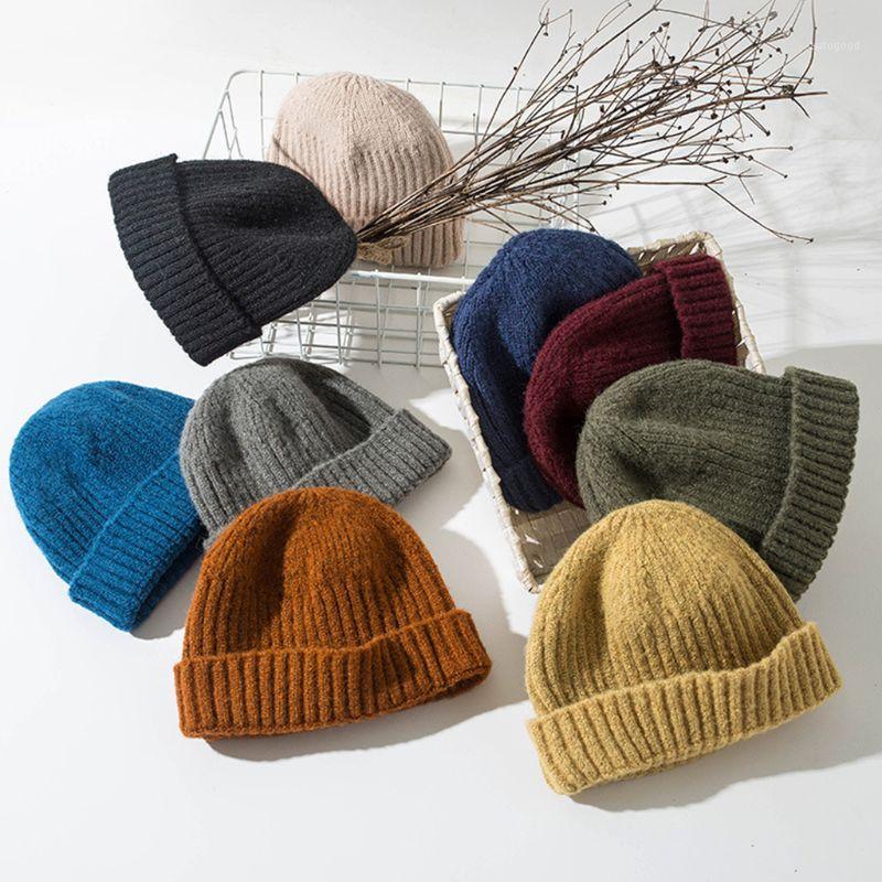 

Beanie/Skull Caps 2021 Men Women Rollup Trim Warm Ribbed Knitted Skull Cap Brimless Elastic Casual Beanie Melon Hat Turn Ski Fisherman Docke, Be