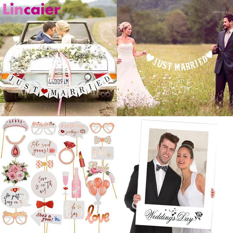 

White Just Married Wedding Car Decoration Party Paper Banner Bunting Photobooth Home Decor Garland Supplies Heart Material1, Love