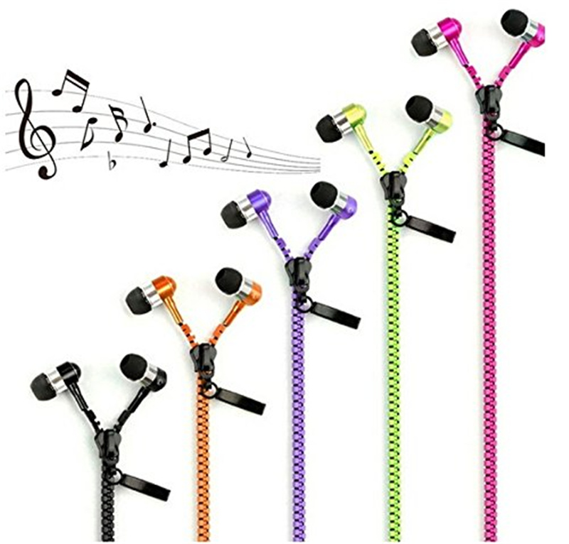 

Zipper Earphones Headset 3.5MM Jack Bass Earbuds In-Ear Zip Earphone Headphone with MIC for Samsung S6 Android Phone Mp3 Pc, 9 colors