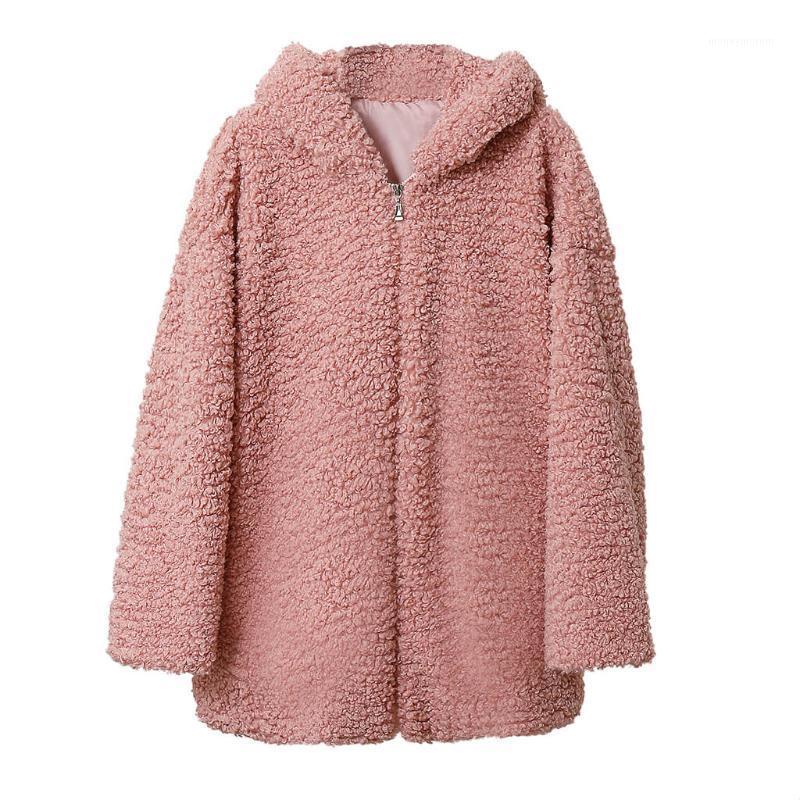 

winter coat Women's Down Jacket Fashion Autumn Winter Thick Plush Loose Hat Lamb Wool Circle Parka Elegant Loose Thin Coat1, Black