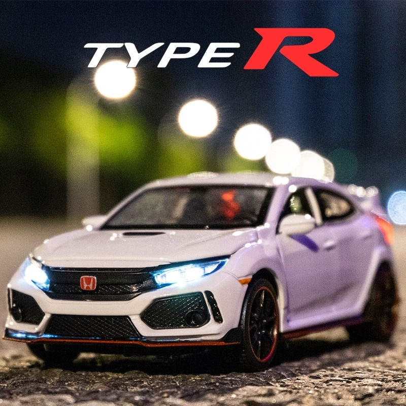 

1:32 HONDA CIVIC TYPE-R Diecasts & Toy Vehicles Metal Car Model Sound Light Collection Car Toys For Children Christmas Gift Q0109