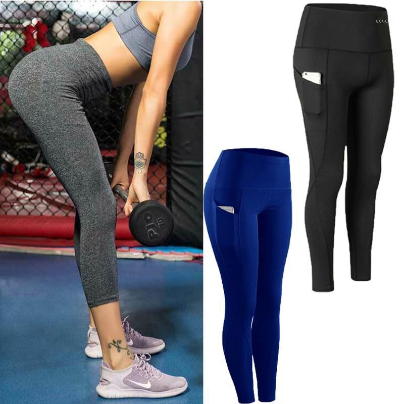 

2020 Fashion Trend Women Sports Leggings Workout Gym Fitness Stretch Pants High Waist Elastic Casual Trouser Bottoms with Pocket1, Black