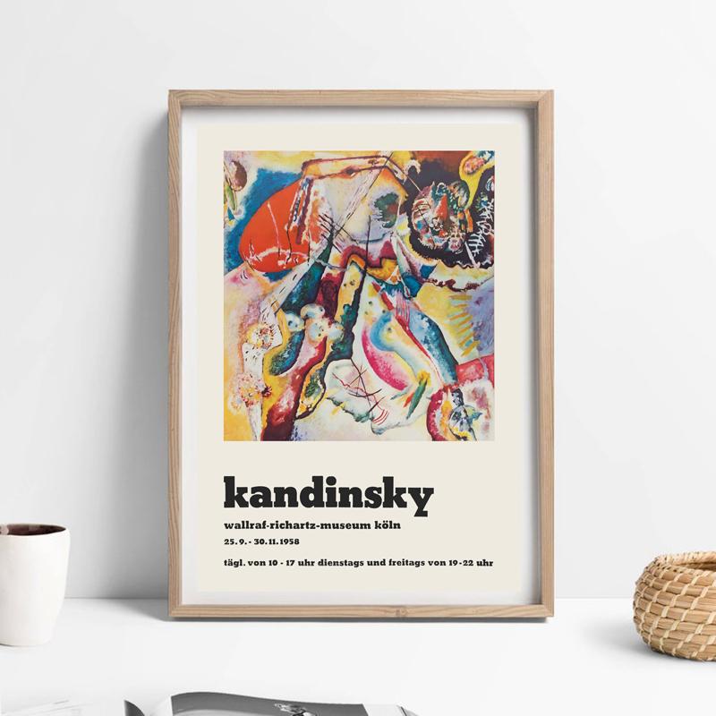 

French Wassily Kandinsky Art Canvas Print Abstract Painting Mid Century Modern Wall Art Picture Museum Exhibition Poster Decor