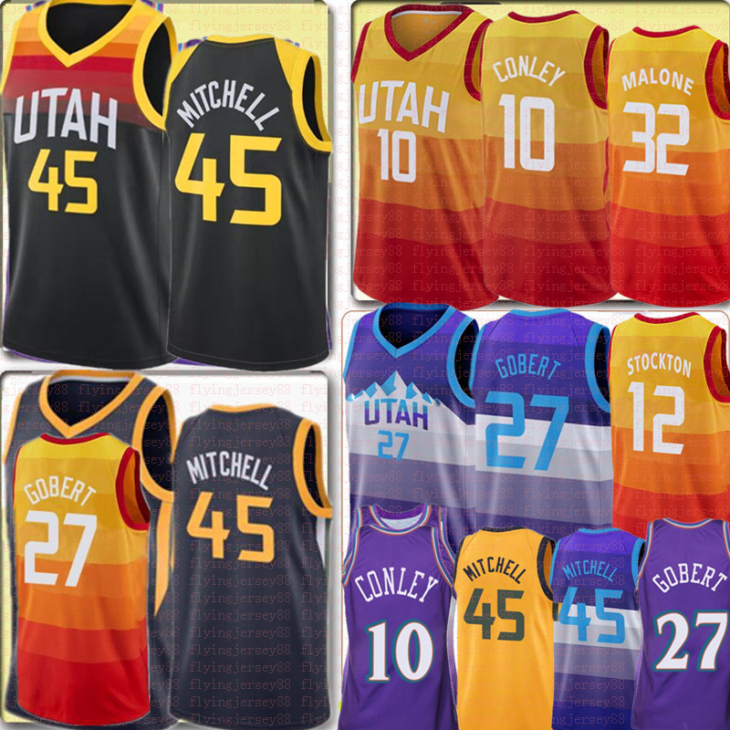 

New Donovan 45 Mitchell Jersey Rudy 27 Gobert Mike 10 Conley Jersey John 32 Malone 12 Stockton Basketball Jerseys -XXL, Retro mesh