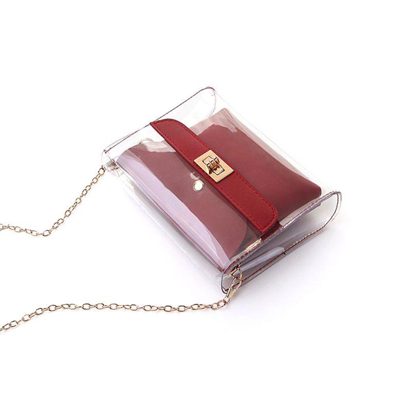 

Women Lady Stylish Transparent Shoulder Crossbody Bags Detachable Chain Travel Shopping 28GD, Pink