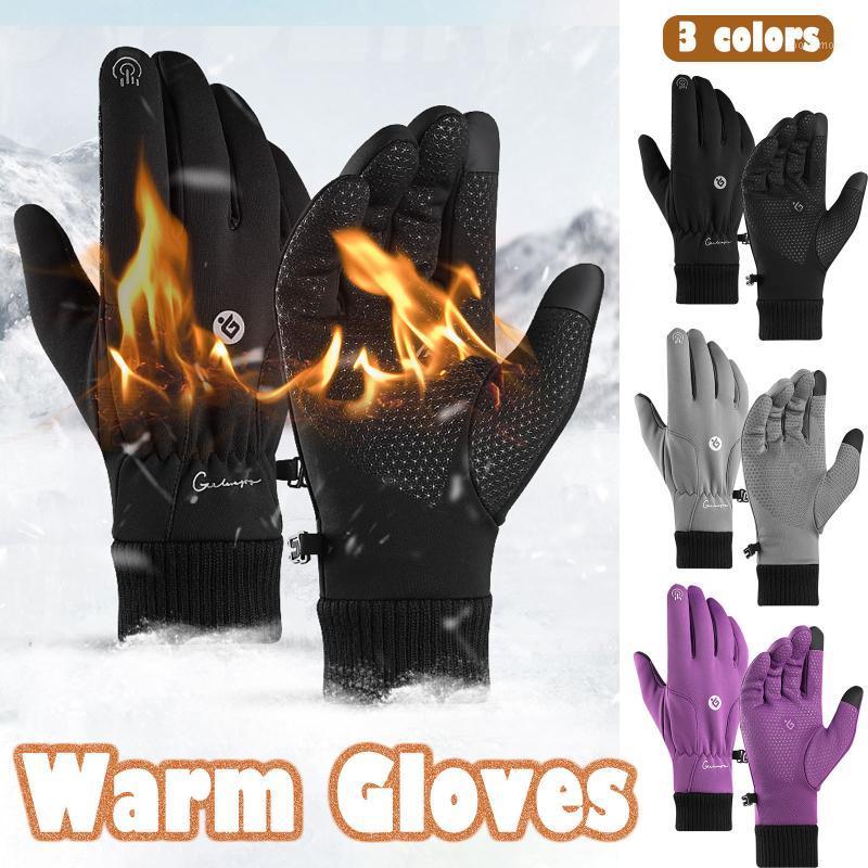

Outdoor Unisex Winter Gloves Female Male Outdoor Windproof Plus velvet Thicken mittens Solid Color Touch-screen Movement gloves1