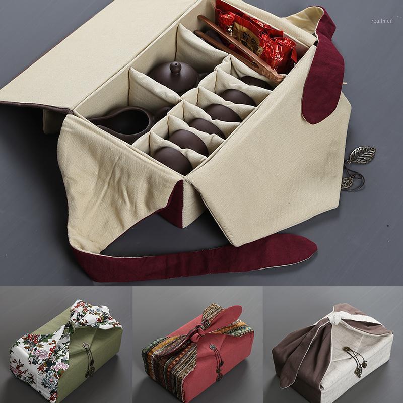 

Portable Travel Set Storage Bag Thicken Handbag cup Pot Set Cloth Bag Handmade Cotton Linen Multi 9 grid 1pcs1