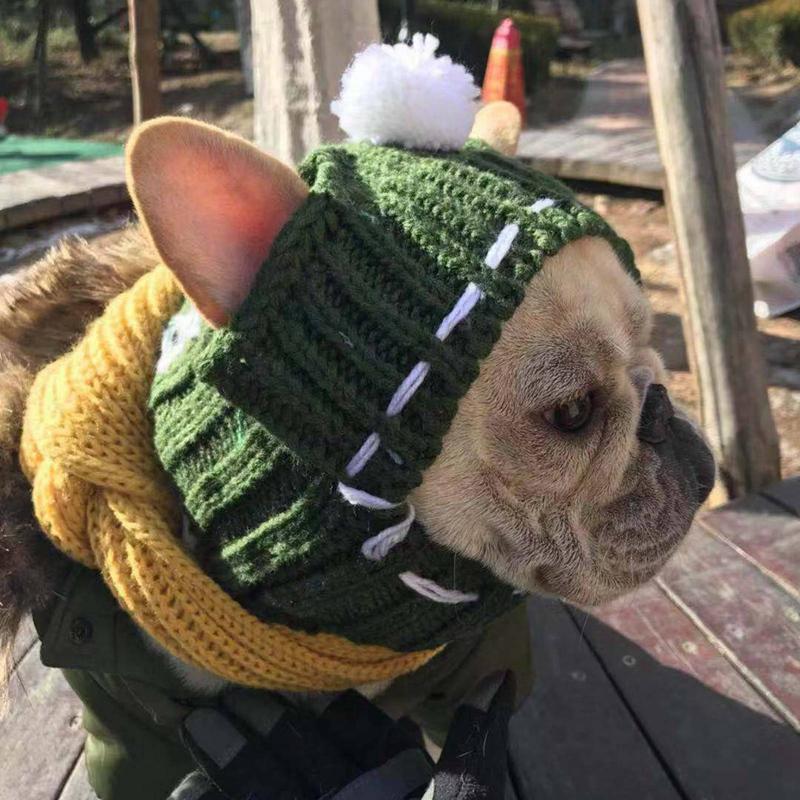 

Winter Warm Dog Hat Windproof Knitted Hat Pet Dog Fur Ball Puppies Pet Warm Accessories, Gr