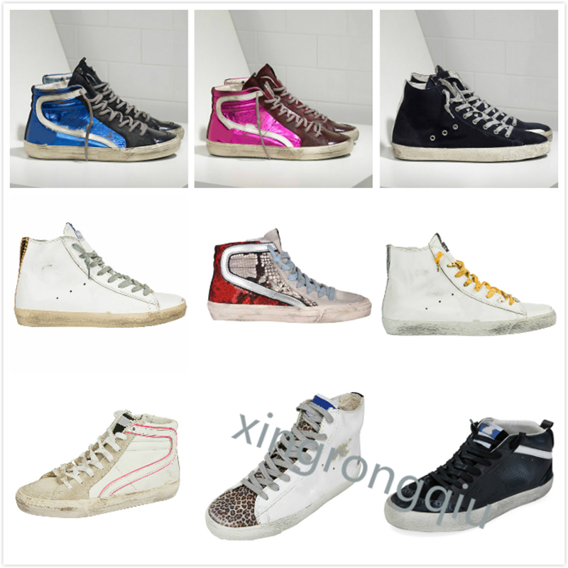 

Italy Deluxe Brand Slide Sneakers Golden High white Classic Leopard Do-old Dirty Shoe Goose Designer Man Women Casual Shoes, Star1