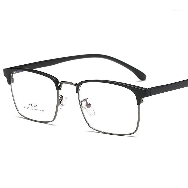 

2020 New classic retro glasses frame TR90 thin eyebrow glasses holder Korean fashion metal square flat men's1