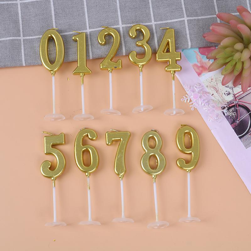 

1 PCS Gold Number 0-9 Candles 1pcs For Wedding Birthday Party Anniversary Celebration Cake Topper Decoration Candle 10*3cm