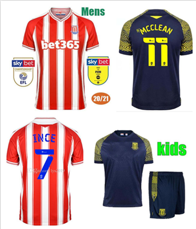 

20 21 stoke home and away football shirt 2021 home and away men's bellahino anatovic + children's new football shirt, Black;yellow