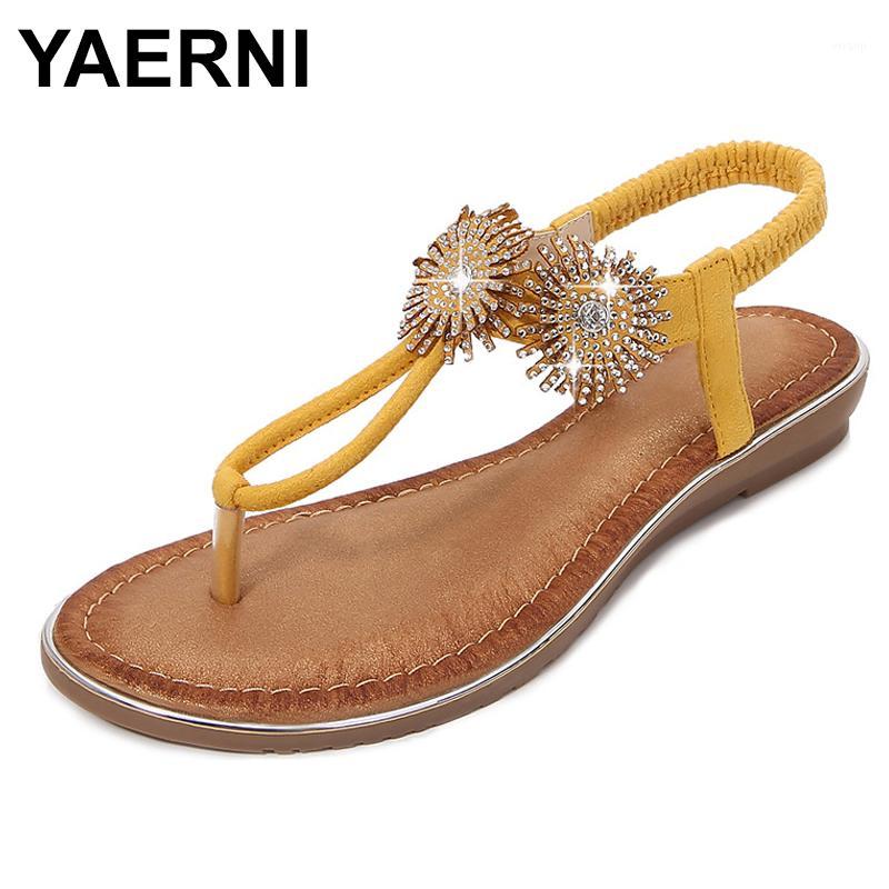 

YAERNIFlowers crystal open toe elastic band platform sandals women thicken wedge high heels sandalias soft floral muffins thongs1, Apricot