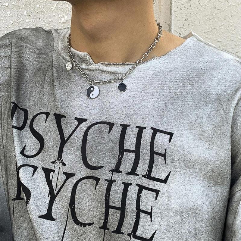 

Chains Fahsion Yin Yang Tai Carved Coin Pendant Necklaces Color Minimalist Simple Silver Jewelry Choker Neck Collier C0b7
