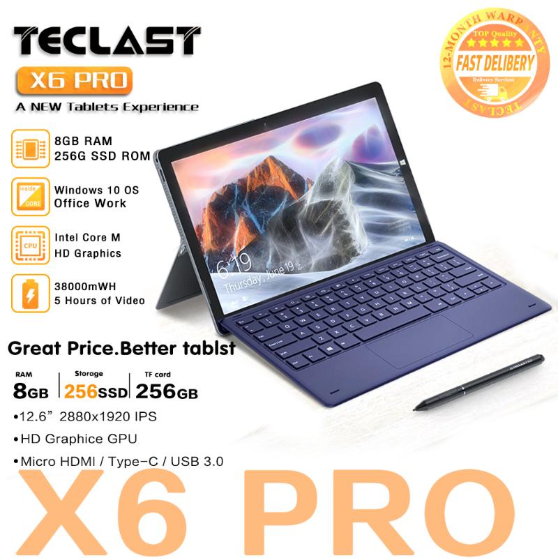 

Teclast X6 Pro Tablet Netbook Windows 10 Intel Touch Screen 8GB RAM 256GB SSD 12.6" 2880*1920 FHD IPS USB3.0 2 in 1 Tablet PC, Black