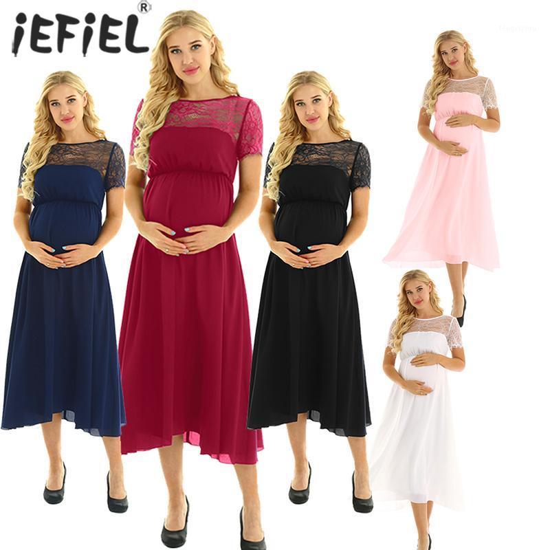 

Maternity Dresses For Photo Shoot Chiffon Pregnancy Elegant Dress Lace Floral Embellished Dresses Pregnant Women Clothes1, White