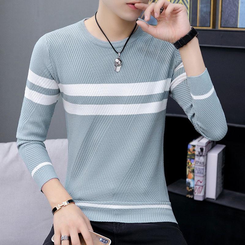 

Men's Sweaters Autumn Winter Men's Sweaters Korean Slim Thin Sweater Youth Round Neck Pullover Bottoming Shirt Men Clothing, Black 207
