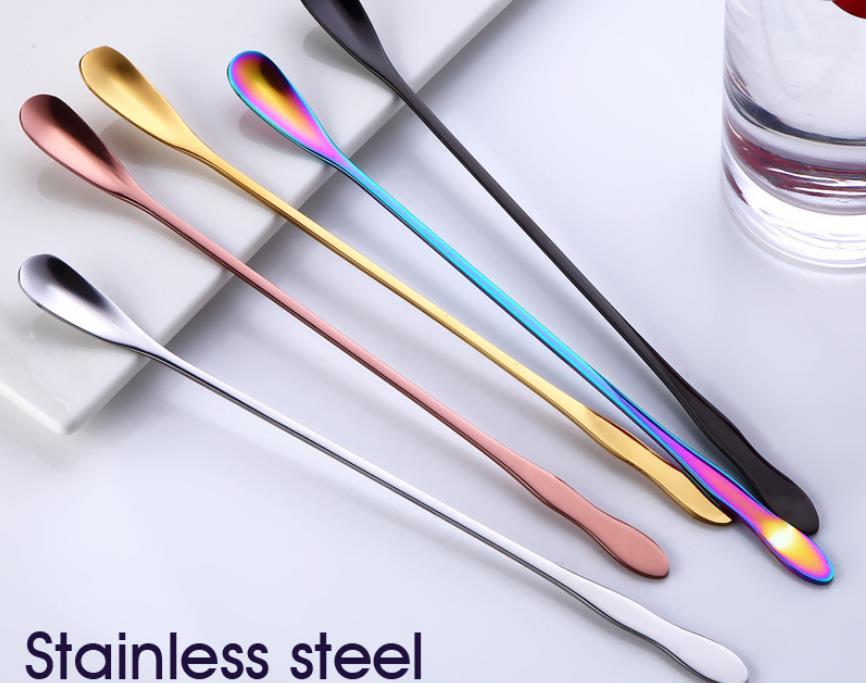 

stainless steel coffee Scoops gold rainbow stirring scoops mug ice scoop dessert ladle spoon home Kitchen Dining SN3614