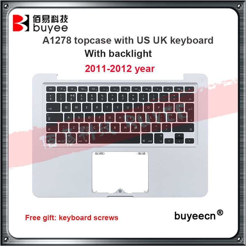 

New Original PalmRest For Pro A1278 topcase US UK Keyboard With backlight 13" top case Cover 2011 2012 MB990 MC374 MC700
