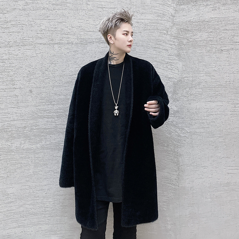 

2020 Mink Men Skin Fine-tuning Coat Cardigan Outerwear Males Streetwear Punk Vintage Trench Overcoat 5ekx, W192