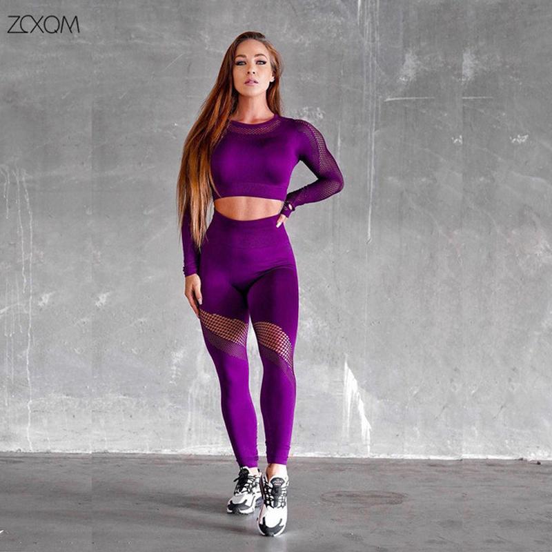 

Workout Clothes for Women Seamless Yoga Suit Mesh Stretch High-waisted Pants Sexy Peachy Hip Suit Two Piece Yoga Set Women, Red