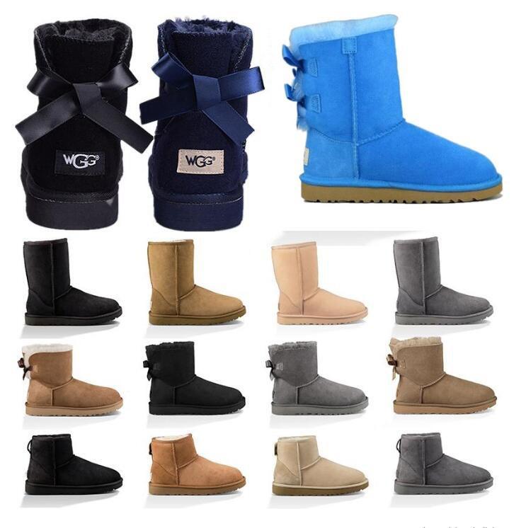 

2020 New Fahsion Women Boots Snow Winter Boots Australian Satin Boot Ankle Booties Fur Leather Designer Outdoors Shoes Size 36-41 Y3vk#, Black