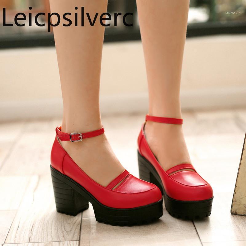 

Pumps Spring and autumn The New fashion Round head Shallow mouth Buckle Thick heel High heel Women's shoes 34-391, Beige