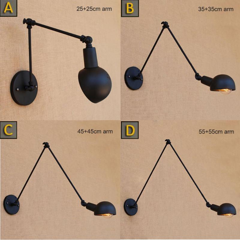 

Loft Industrial adjustable long swing arm Wall lamp Fixture Vintage Edison bulb wandlamp lamparas de pared lights lampen sconce