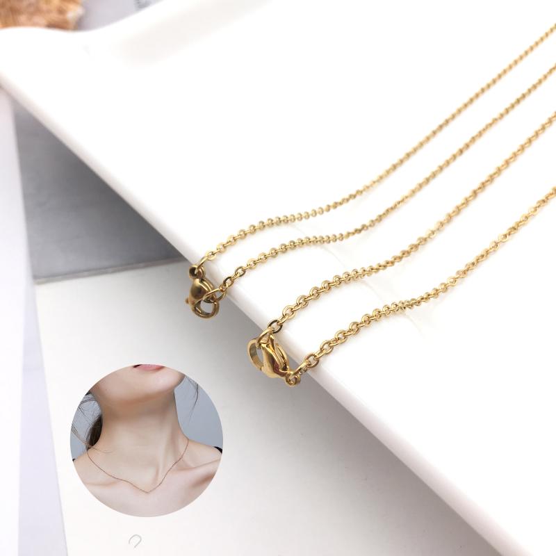 

1pcs 1.6/2.0mm Width Gold Plated Stainless Steel Link Chain Necklace 50cm in Length for DIY Necklace Jewelry Findings Making
