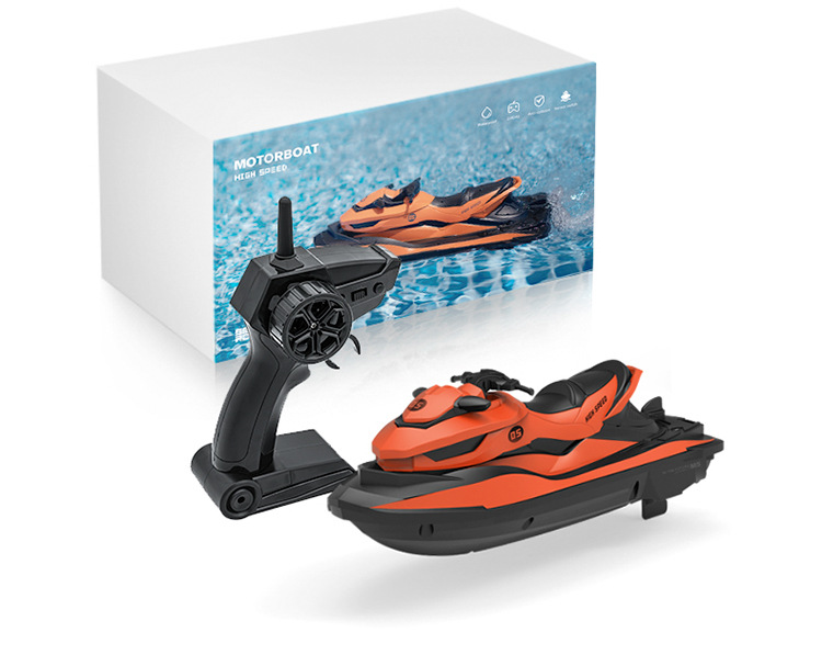 

2.4G RC Boat Mini Electric Speedboat Bright Vehicle Model LED Motor USB Water Remote Control Toy Swim Baby Summer Gift 10km/h, Black