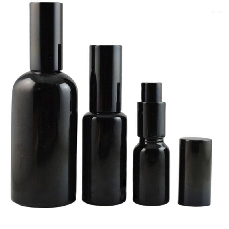 

10 15 20 30 50 100ml Black Glass Cosmetic Container Empty Lotion Pump Bottle Spray Perfume Atomizer Travel Bottle 10pcs1