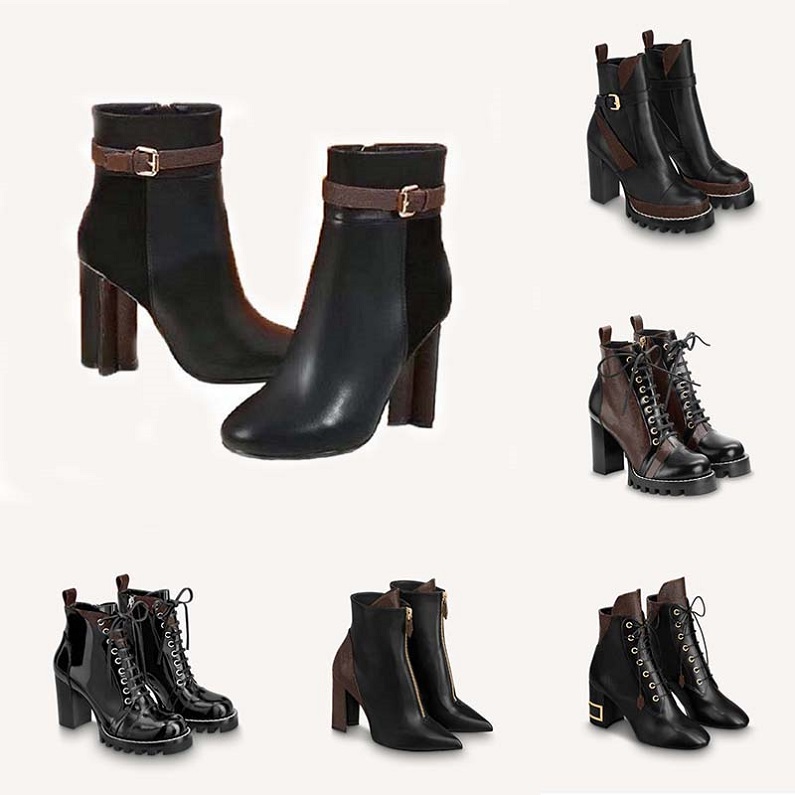 

Classics Exquisite Leather Women Boots High Heels Ankle Boots And Genuine Outdoors fashion boots martin cowboy booties hm011 L01, Black