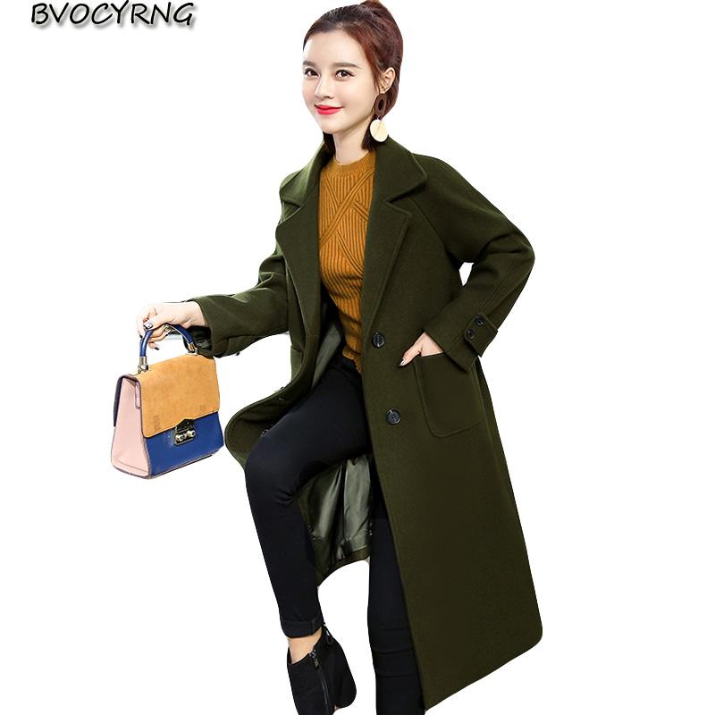 

2020 New Fashion Women Clothing Lapel Woolen Coat Female Long Winter Thicke Woolen parka Jacket Women Elegant Leisure Coats, Black