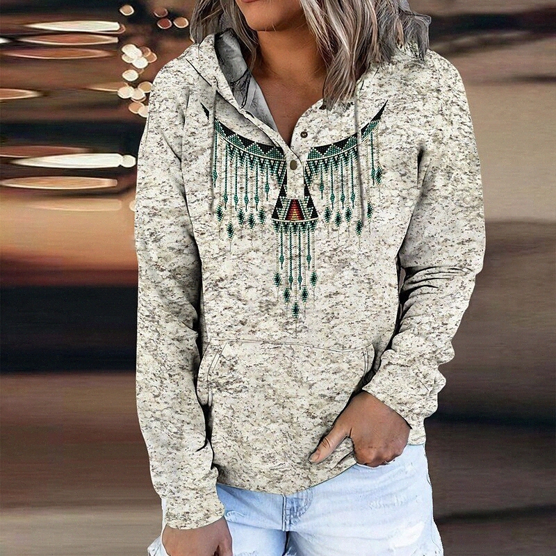 Sweat Sweat Sweatshirt Géométrique Tribal Tribal Poche avant Imprimer Sports quotidiens 3D Imprimer Ethnique Streetwear Sweats Sweatshirts Vert R