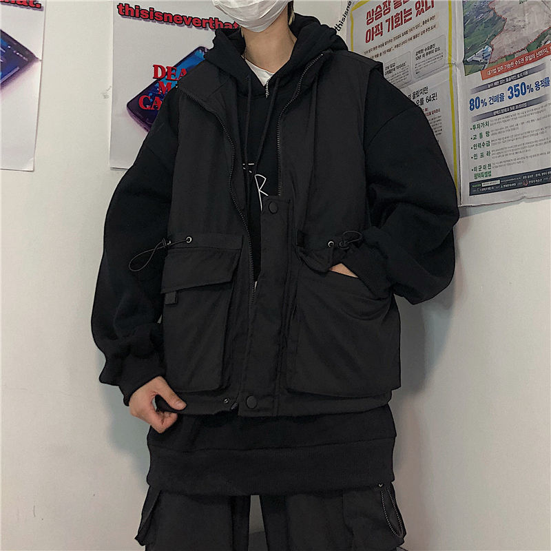 

Man's 2021 Cotton-quilted Clothes -autumn-winter New Fine-fitting Workman's Clothing Youth CBBB, Black