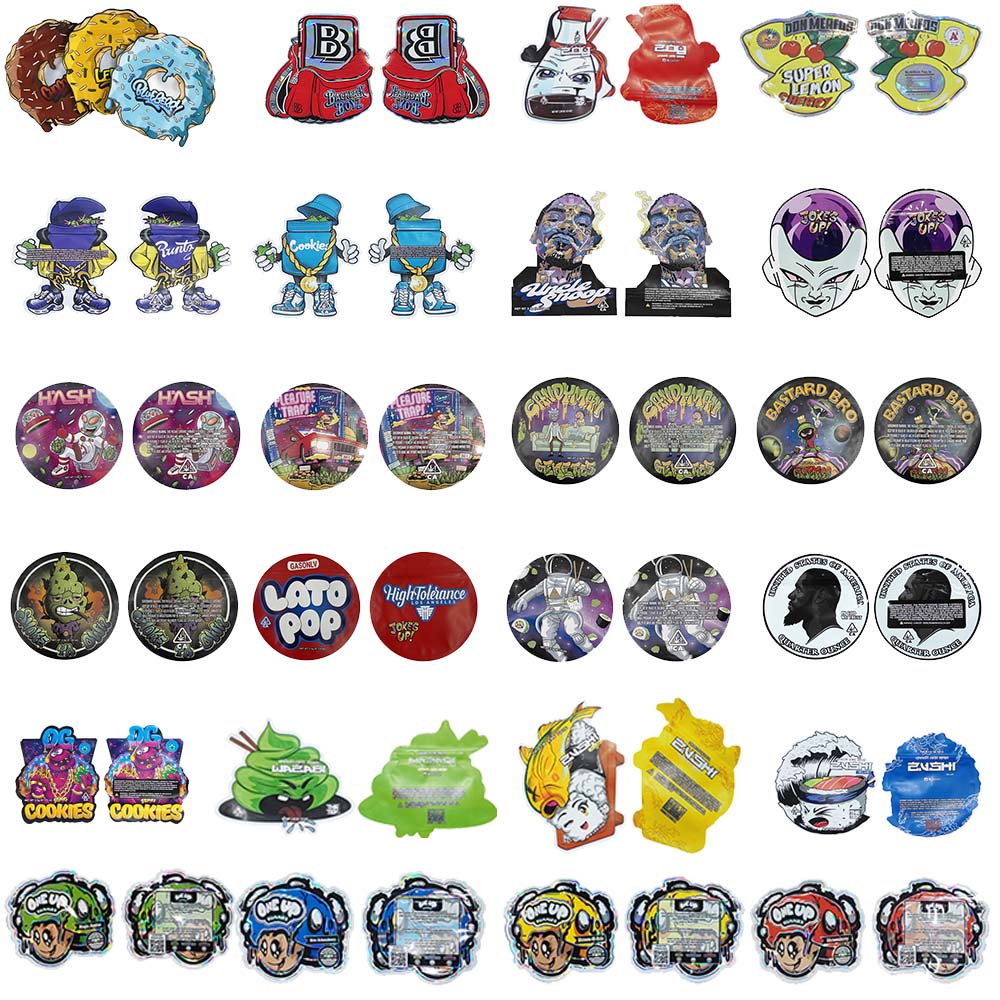 

Wholesale edible Special-shaped mylar bags 3.5 Foil Resealable Uniquely Shaped Pouches with Zipper cookie runtz smellproof plastic die cut out flower packaging