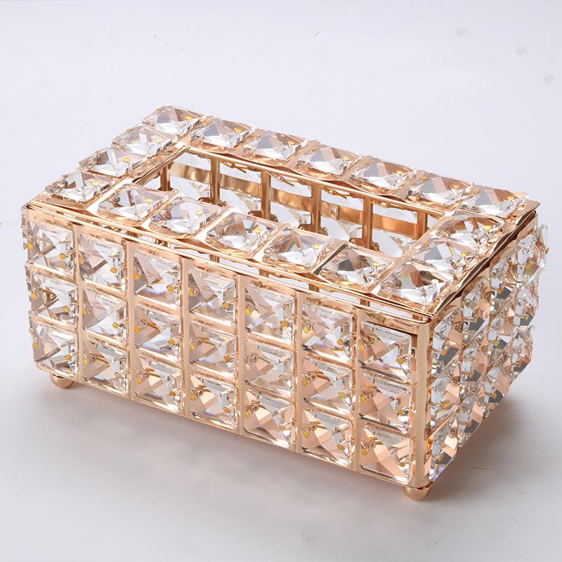 

European and American ins tissue box pumping box crystal metal gold home creative living room coffee table desktop storage