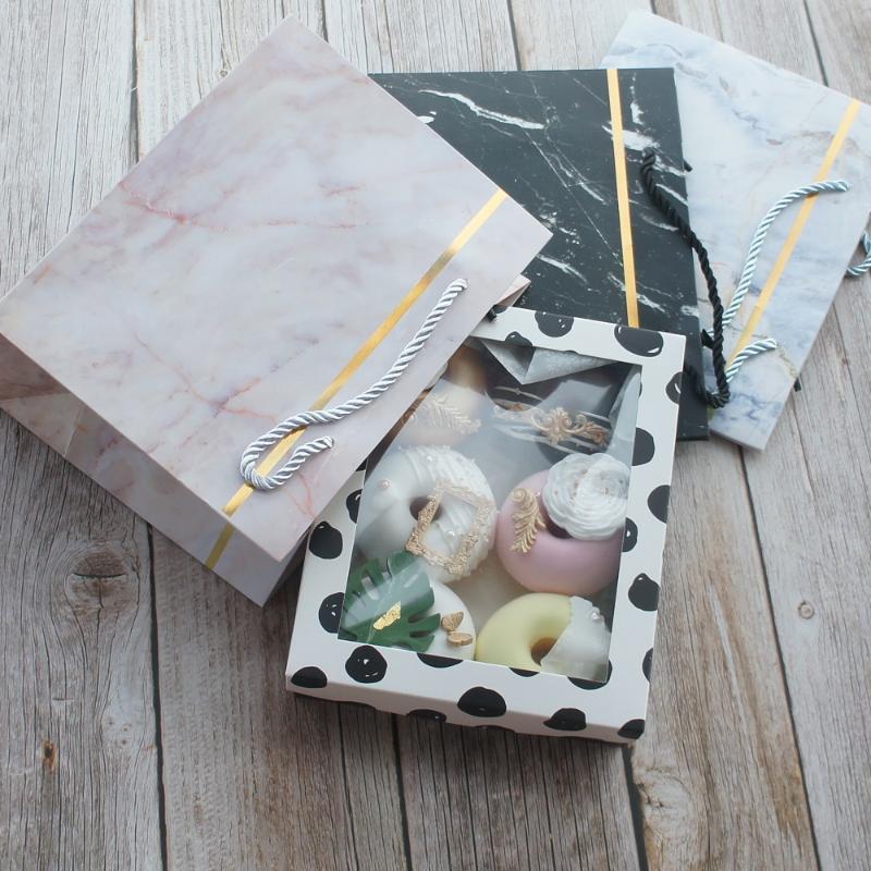 

32*17.5*10cm Gold Line Elegant Pink Black Ice Blue Marble Style Paper Box Wedding Birthday Gift Packaging Party DIY Handmade Use
