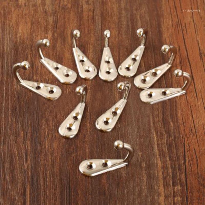 

10 X METAL WALL/DOOR ROBE HOOKS Hanger Clothes Hat Coat Hall Bedroom Bathroom1
