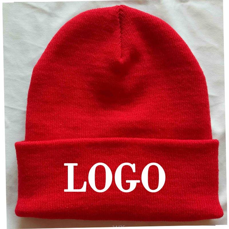 

10pcs a lot Custom Red beanies Adult Elastic Winter Warm cap stitch logo Skullies & Acrylic Beanies Normal big size Apparel hats