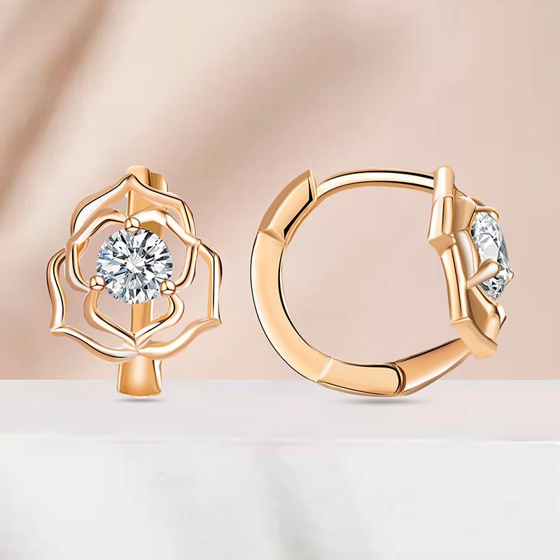 

Lalynnly Hoop Earrings For Women Crystal Cubic Zirconia Minimalist Ear Rose Flower Earrings Bridal Wedding Accessories E8429
