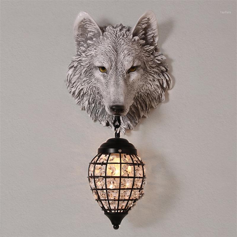 

Resin Wolf Wall Lamps Vintage Wall Sconce Light Fixtures for Living Room Bedroom Loft Industrial Lamp Home Art Decor Led Light1
