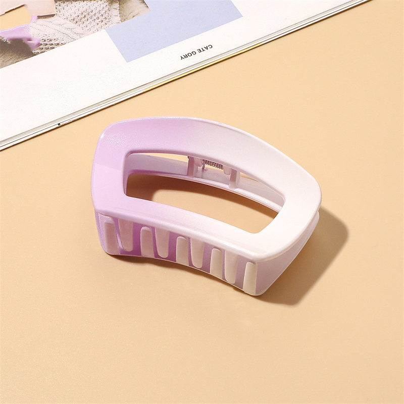 

Yamog Gradient Color Ellipse Fan Square Shape Hair Clamps Women Multi Colors Plastic Scrunchies Claw Clips Female Hollow Out Head Wear Ponytail Hairpins Ornaments