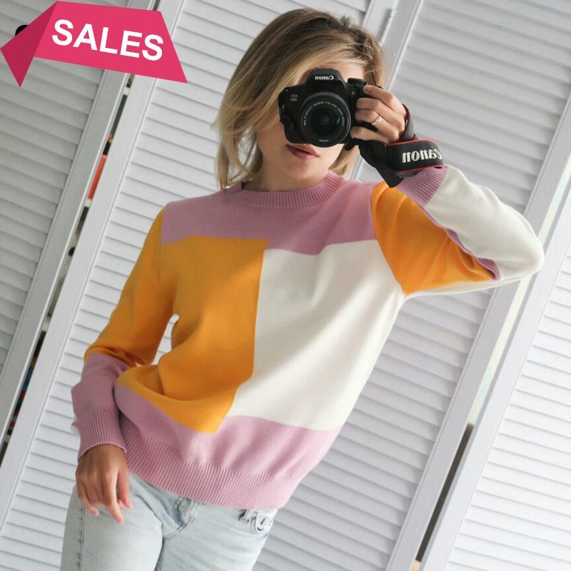 

2021 New Multicolor Autumn Winter Women O-neck Knitted Jumper Top Loose Casual Warm Femme Sweater 8n8i, Khaki grey