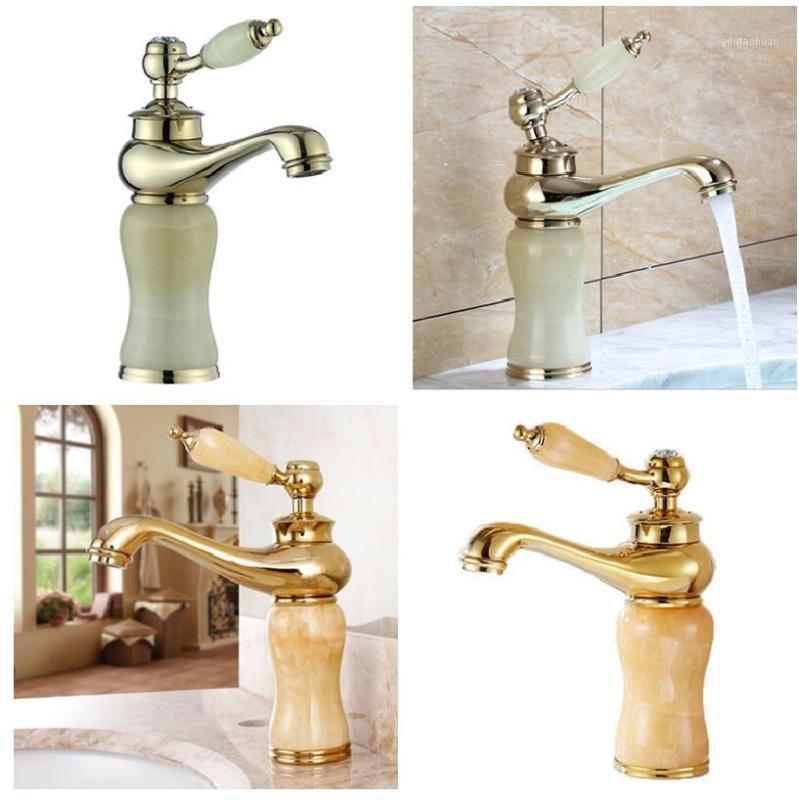 

Free Shipping Jade Stone Bathroom Faucet With Single Handle Bowlder Faucet Of Top Quality Brass Basin Mixer Taps1