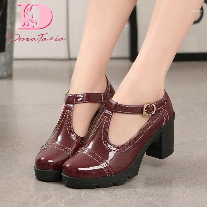 

DoraTasia 2020 Hot Sale Large Size 43 Women Sandals Square Heel Round Toe Med Platform Summer Casual Woman Shoes1, Black