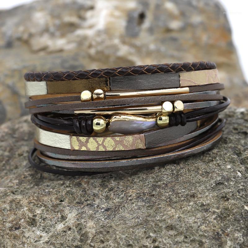 

VONNOR Multilayer Leather Bracelets for Women Female Natural Irregular Shape Pearl Boho Wrap Bracelet Gifts Jewelry1