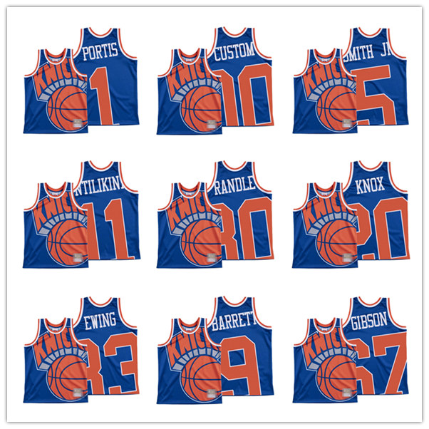 

New York Knicks MEN R.J. Barrett Julius Randle Patrick Ewing Big Face Hardwood Classics basketball Jersey